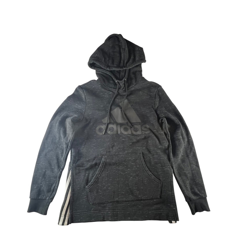 Adidas‎ Women's XS Black Heathered Hoodie Pullover Sweatshirt 3 Stripes
